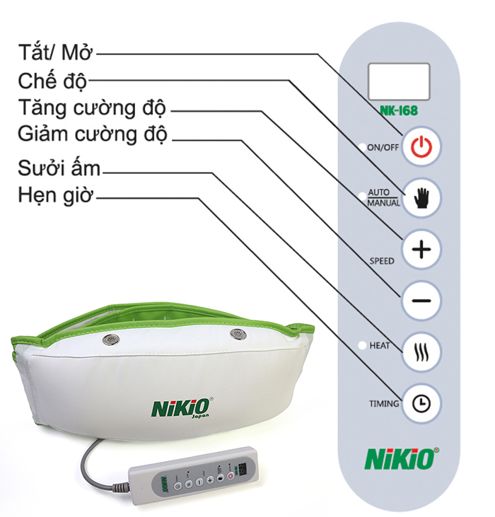 Máy massage tan mỡ bụng rung nóng Nhật Bản Nikio NK-168