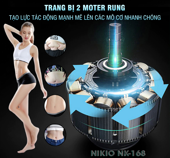 Máy massage tan mỡ bụng rung nóng Nhật Bản Nikio NK-168