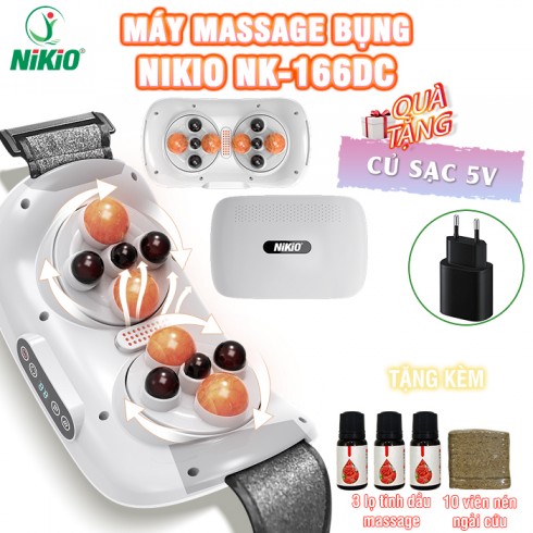 Máy massage bụng Nikio NK-166DC- Sử dụng tia hồng ngoại kết hợp 10 viên nén ngải cứu hỗ trợ giảm mỡ 